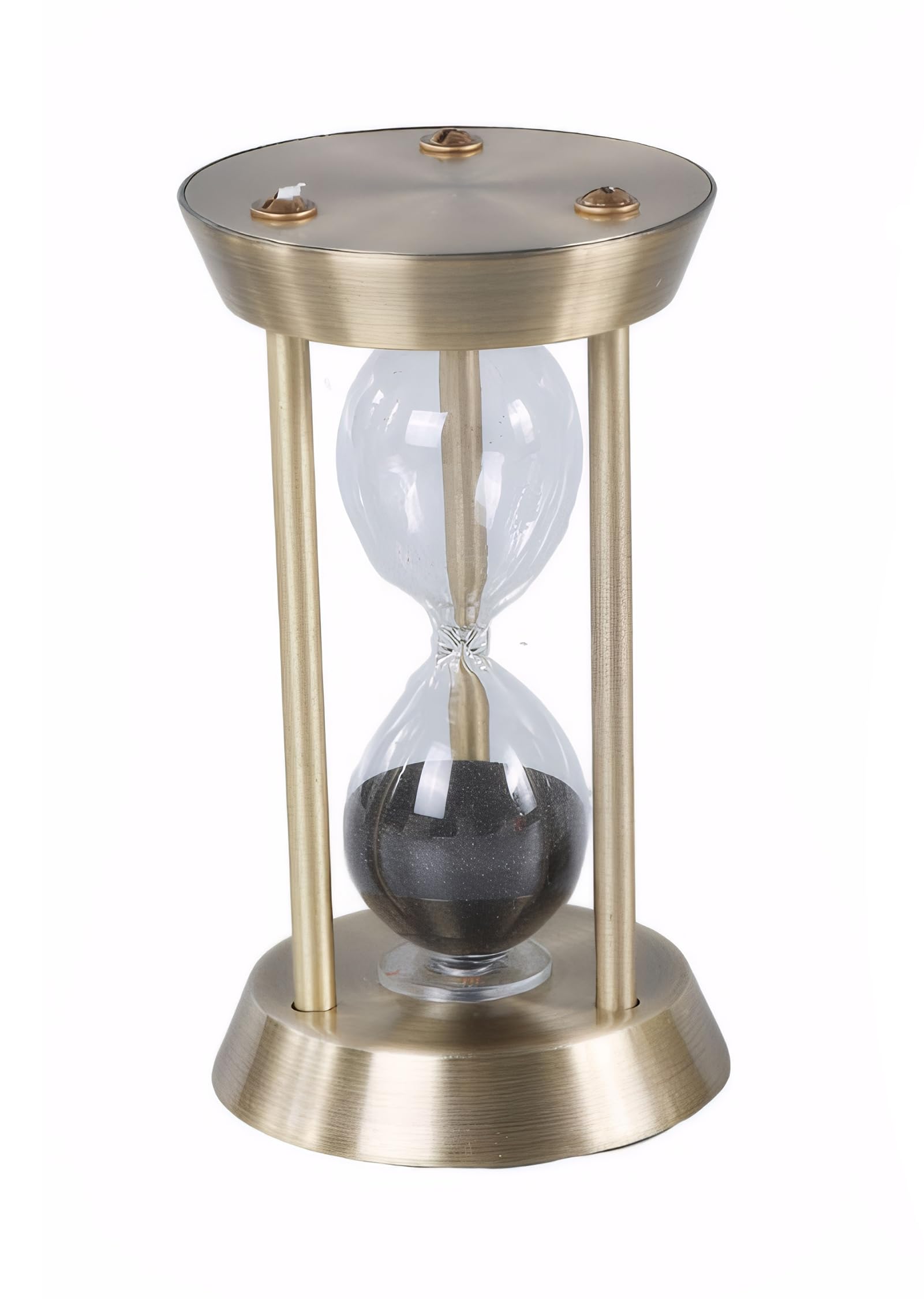 Reloj de arena con temporizador de arena de 5 minutos, decorativo, vintage, de latón, reloj pequeño, reloj de cinco minutos, para oficina, hogar, escritorio, regalo (arena negra)