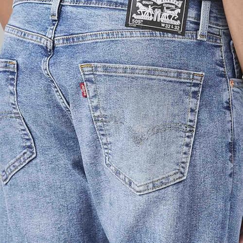 Image of Levi's Men's 505 Light Indigo Straight Fit Mid-Rise Jeans