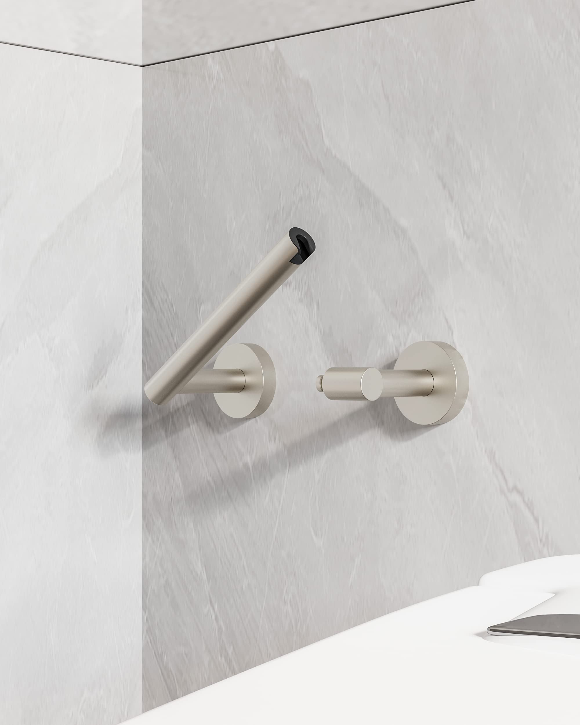 Ruacq Toilet Paper Holder Brushed Grey Double Post Pivoting Round Tissue Holders Roll Holder Hangers Toilet Paper Holders SUS 304 Stainless Steel Modern Wall Mounted