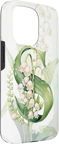 Vista 36 de Funda para iPhone 12/12 Pro Lovely Lily of The Valley Letra S May Birthday Case