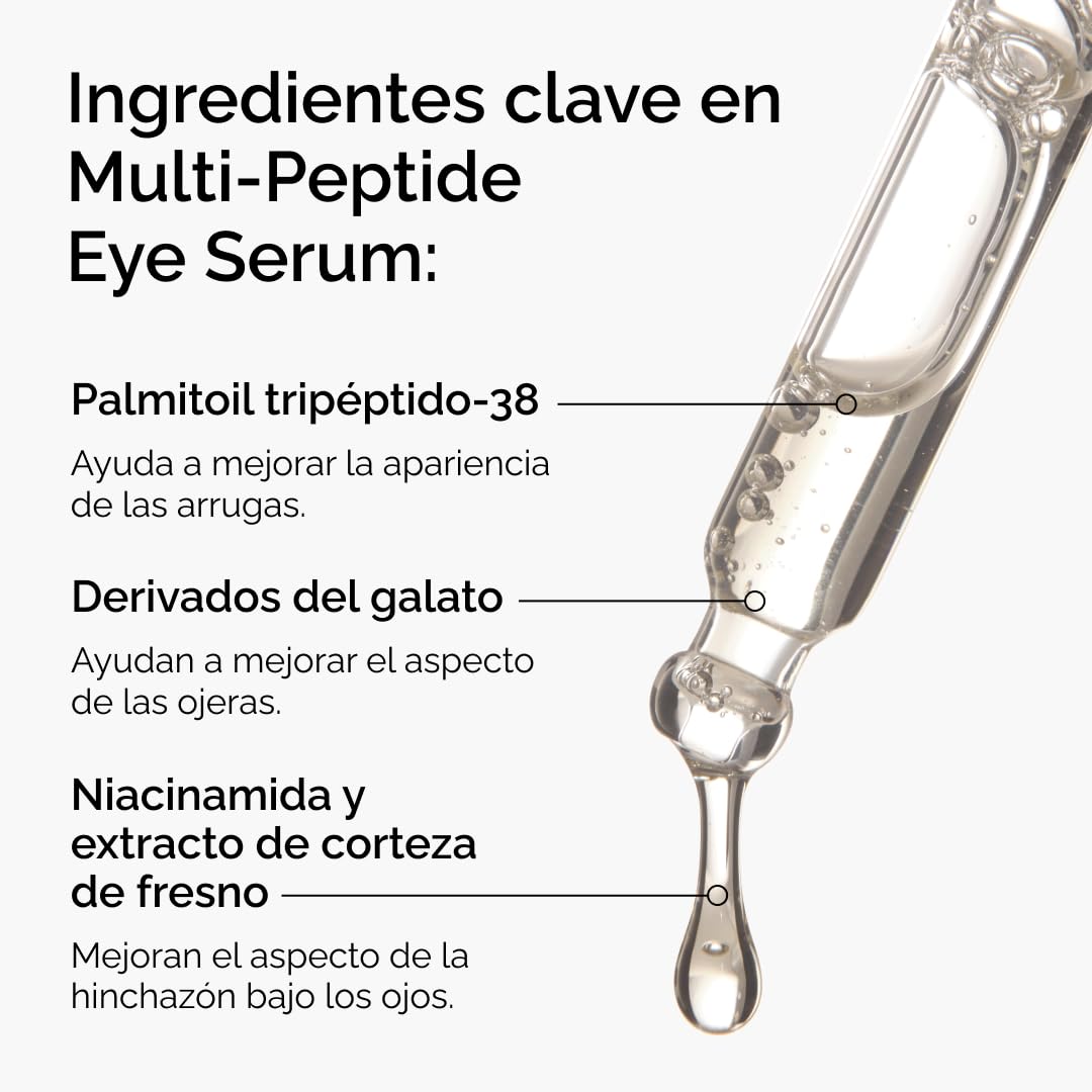 The Ordinary Multi-Peptide Eye Serum, Sérum Multipeptídico para Ojos, Fórmula antiedad para las patas de gallo, las ojeras y la hinchazón, 15 ml