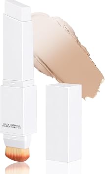 Noerrors 2 in 1 Colour Changing Foundation Stick for Mature Skin, White Color Foundation with Brush, Full Coverage Silky Cream Match for All Skin Types, Concealer Contour Makeup, 03Natural