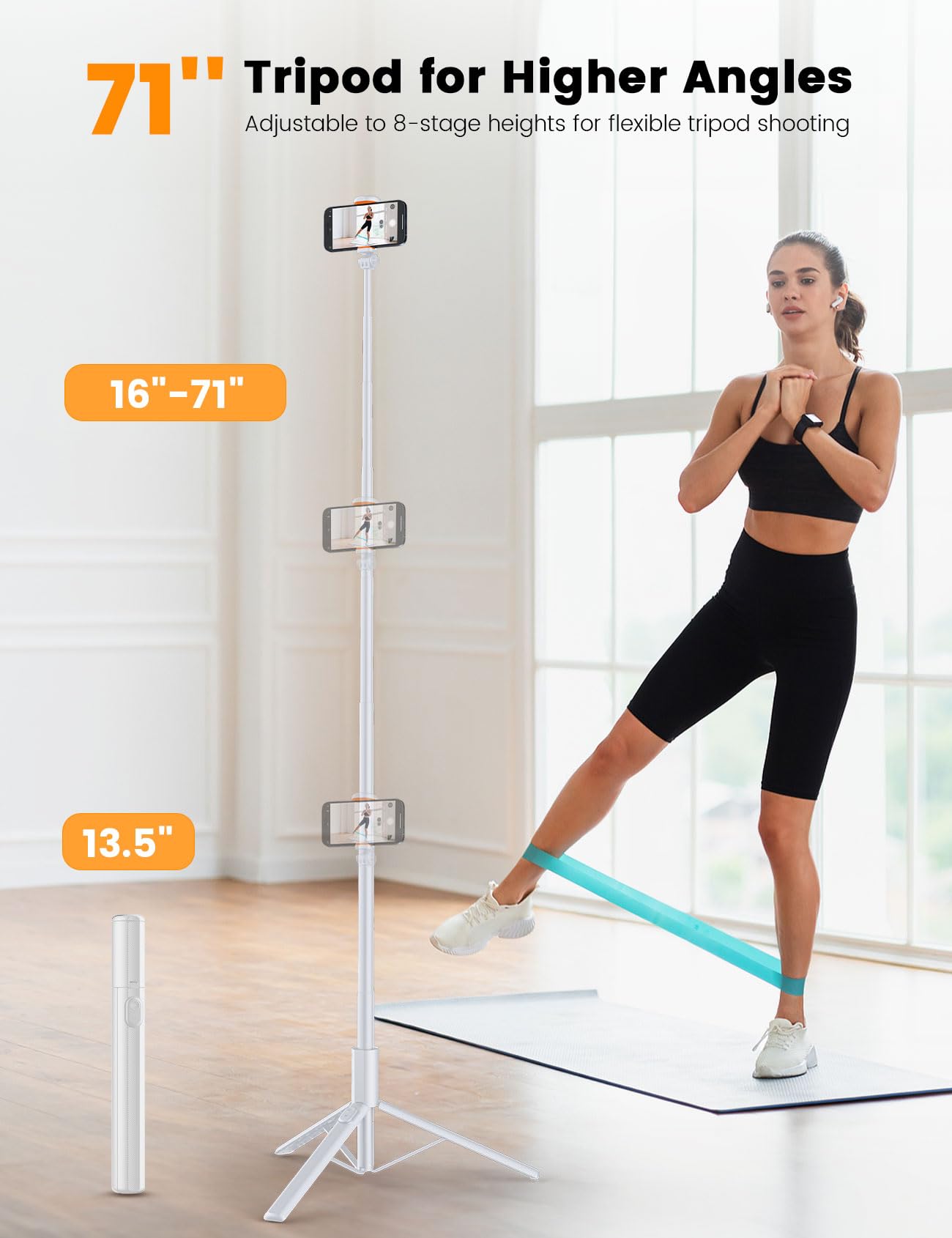 ANXRE 71" Phone Tripod, NT79 Extendable Selfie Stick with 1/4" Camera Mount for Cell Phone＆Camera, Phone Tripod Stand Holder with Remote Compatible with iPhone Android, Camera