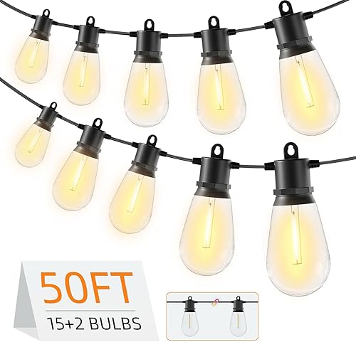Miniatura 9 de Luces de Cadena para Exteriores de 25 Pies IP65 Impermeables Luces de Patio con 8 + 1 Bombillas LED Irrompibles Luces de Cadena LED de Grado