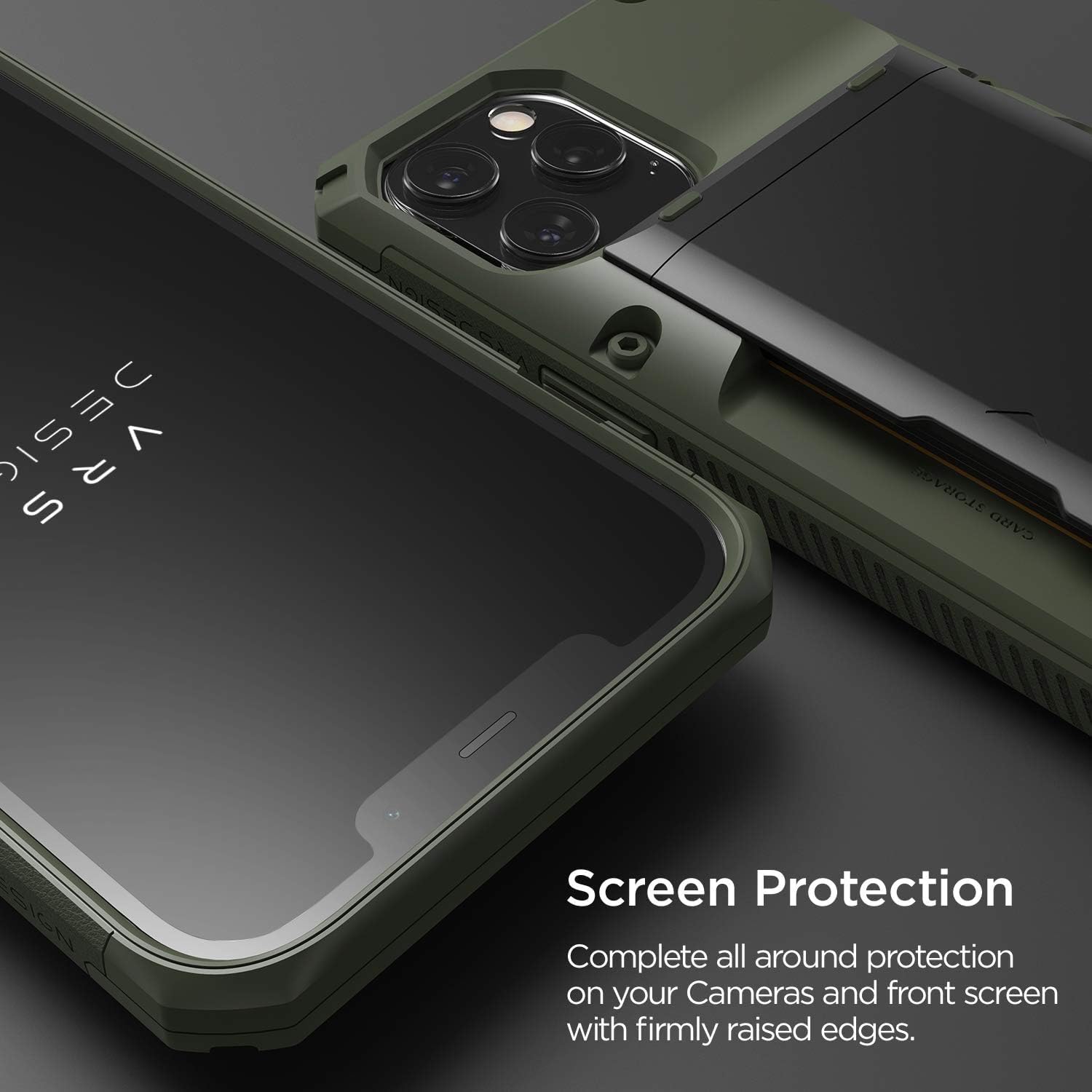 VRS DESIGN Damda Glide Pro Phone Case for iPhone 12 Pro Max, with [4 Cards] Premium Sturdy [Semi Auto] Credit Card Holder Slot Wallet for iPhone 12 Pro Max 6.7 inch(2020) Green