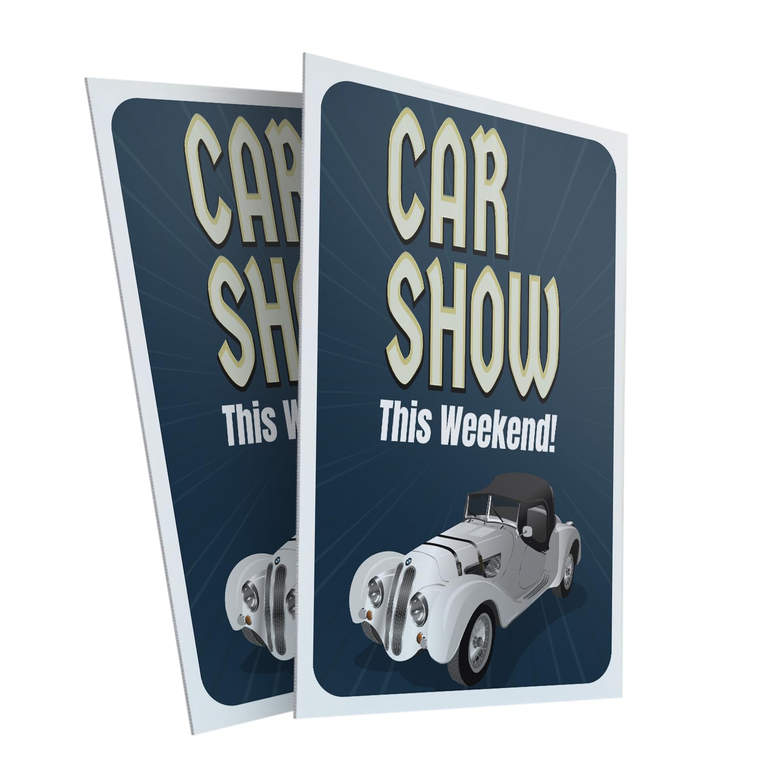 Car Show (2-Pack) 24" x 36" Plastic Signs | Sign Insert 4mm Corrugated Plastic Signs Storefront Window Poster