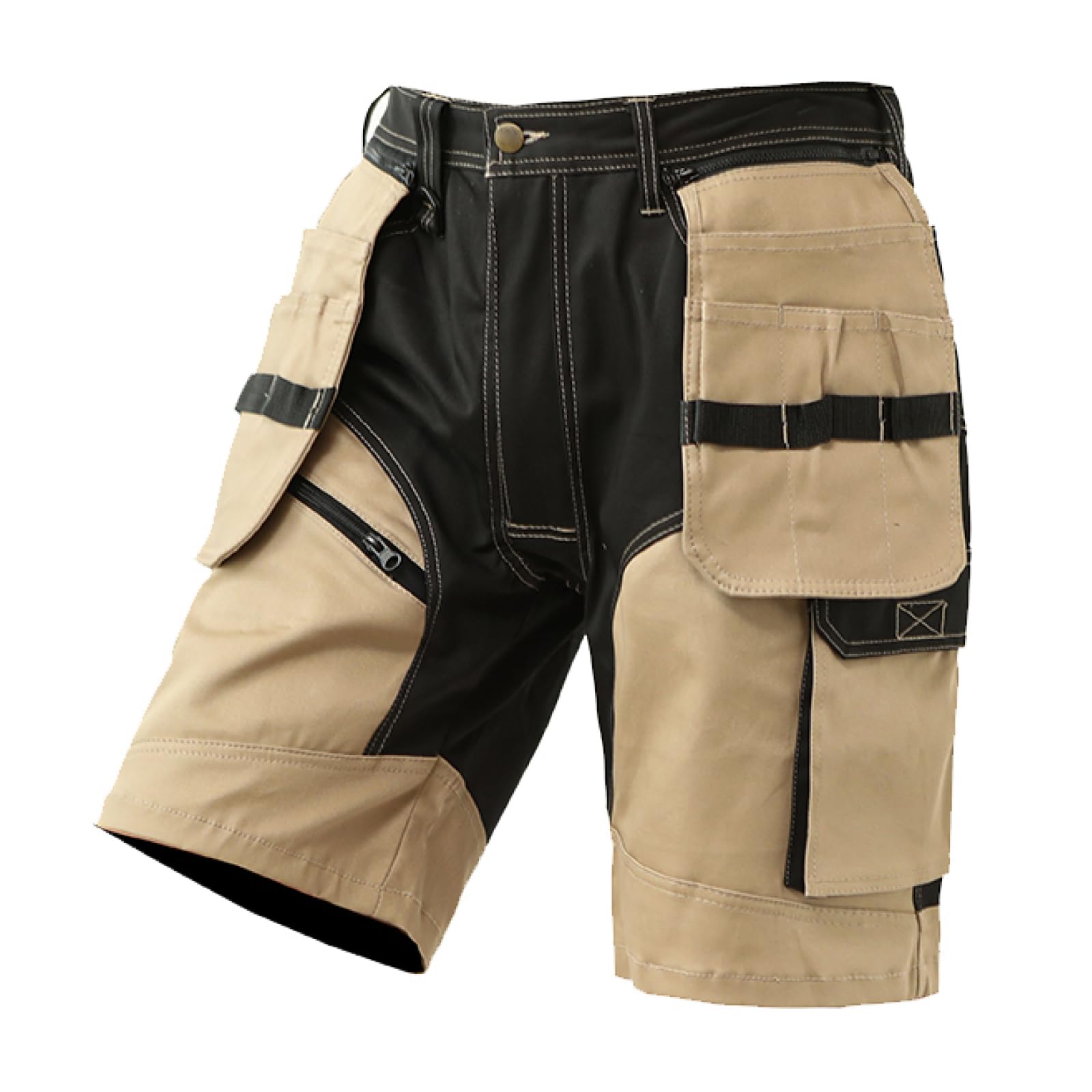 WORK IDEA Pantalones Cortos de Trabajo para Hombre, Pantalones Cortos de Verano Resistentes para Combate, múltiples Bolsillos, Bolsillos Cortos Desmontables