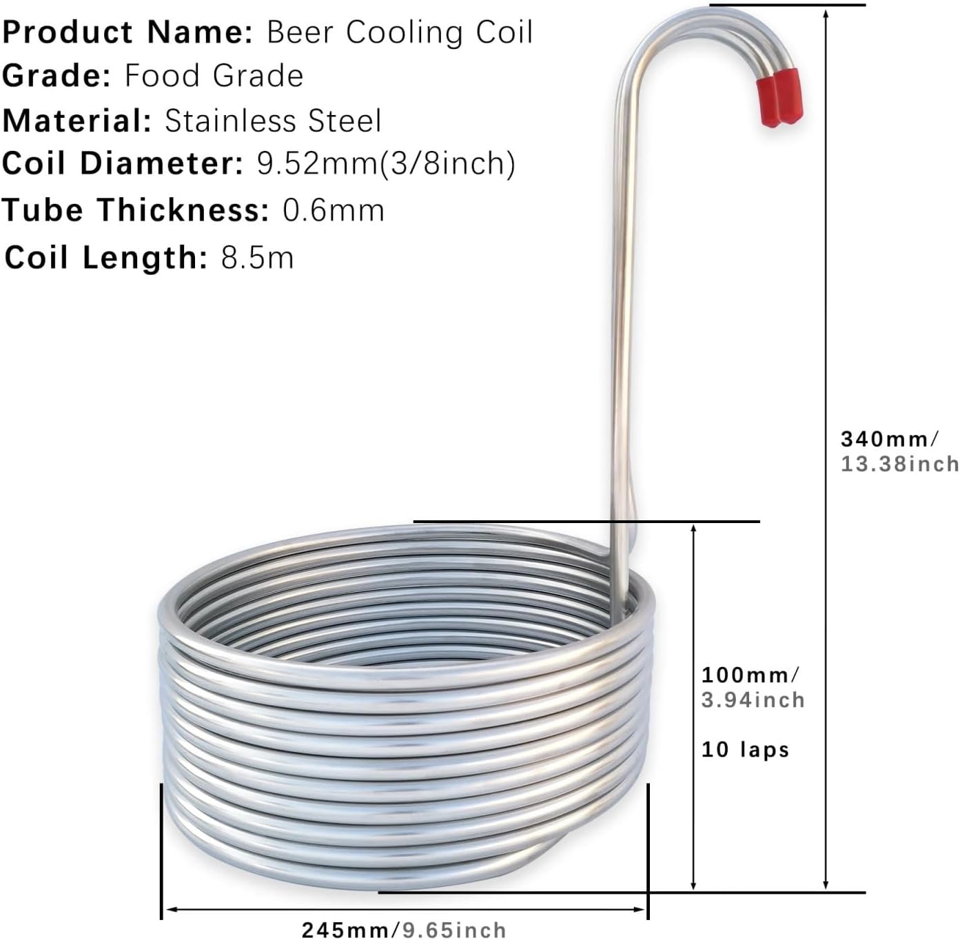 304 Stainless Steel Beer Cooling Coil, Immersion Wort Chiller Home Brewing Tools Spiral Chiller Heat Exchanger