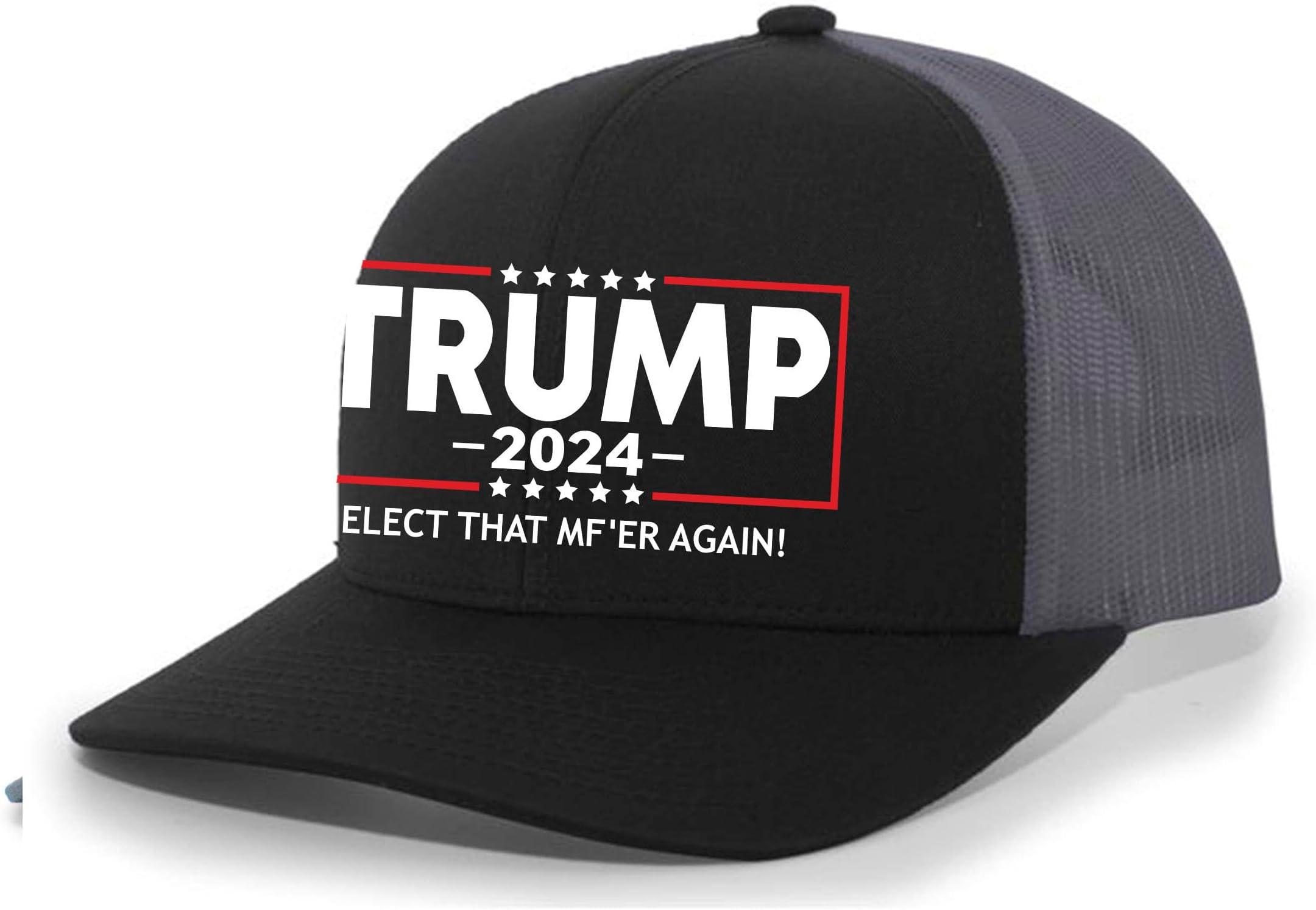 Trenz Shirt CompanyPolitical Elect That MF'ER Again Trump 2024 Embroidered Trucker Mesh Snapback Hat Army Black
