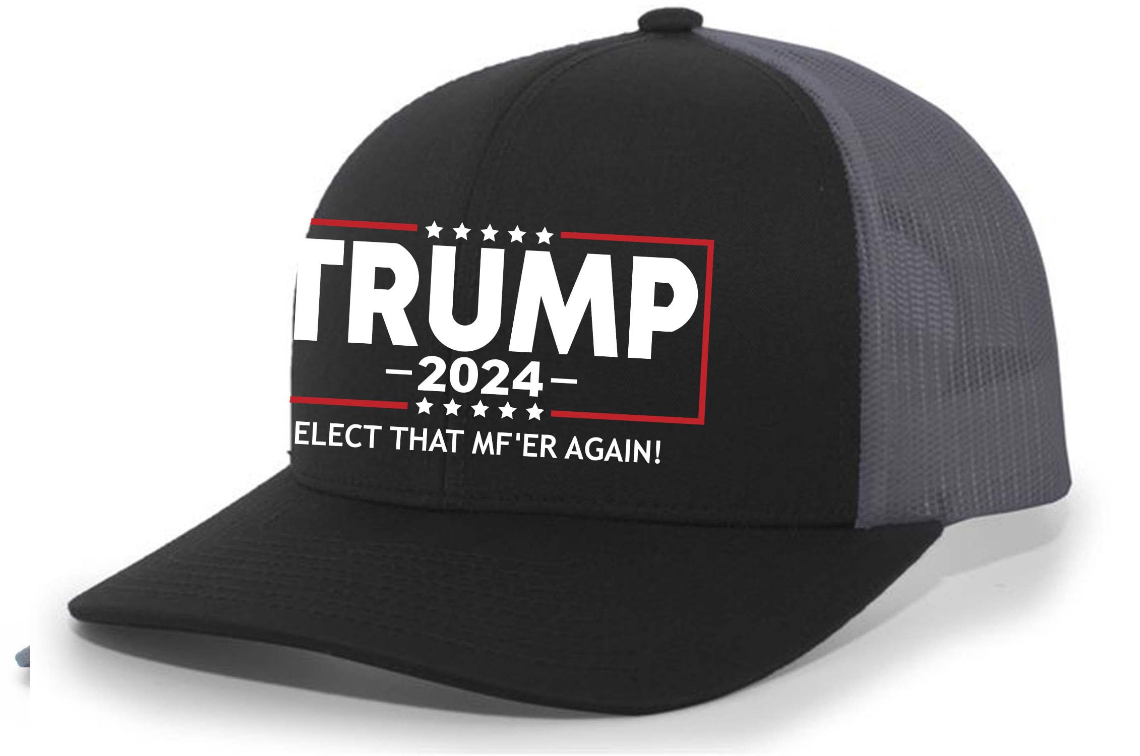 Trenz Shirt CompanyPolitical Elect That MF'ER Again Trump 2024 Embroidered Trucker Mesh Snapback Hat Army Black