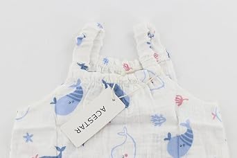 ACESTAR Baby Girls Toddler Sleeveless Muslin Romper One-Piece Halter Jumpsuit with Hat Summer Outfits Overall Infant Wear