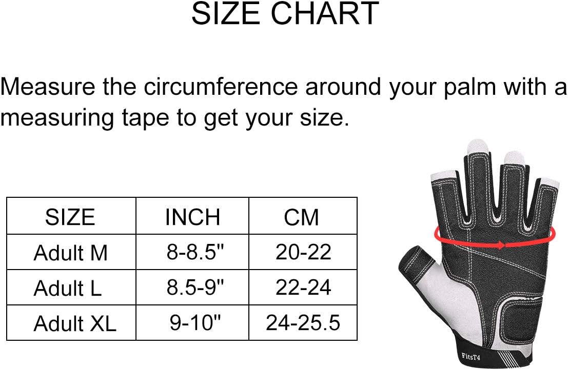 FitsT4 Sailing Gloves 3/4 Finger Padded Palm - Mesh Back for Comfort - Perfect for Sailing, Paddling, Canoeing, Kayaking, SUP for Men Women & Kids : Sports & Outdoors