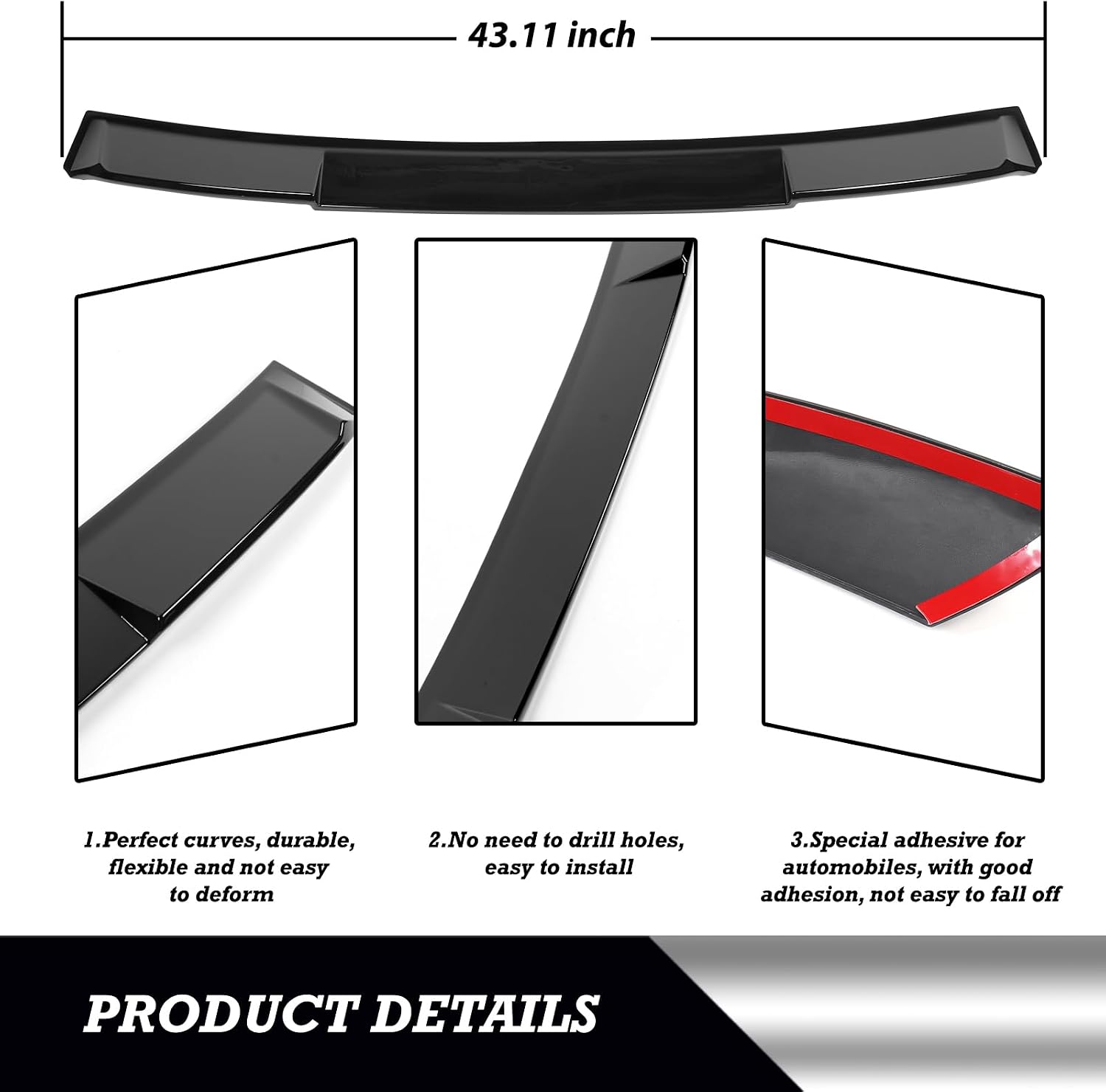 Roof Spoiler Compatible with 2016 2017 2018 2019 2020 for Lexus IS300 Sedan Base/F Sport 2014 2015 2016 2017 2018 2019 2020 for Lexus IS350 Sedan Base/F Sport Gloss Black Rear Roof Spoiler