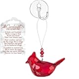 MMS Gifts Memorial Cardinal Ornament Gift Red Bird Hanging Crystal Window Décor, Story Card and Suction Cup, Sign of a Visitor from Heaven 3 Pcs(Cardinal Of Comfort)