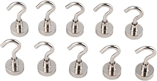 Set of 10 Magnetic Hooks, Magnetic Hook Tools, Load 5.5kg, No Drilling or Installation, Triple Layer Coating Protection, Hanging Solution, and Decoration for Kitchen and Office