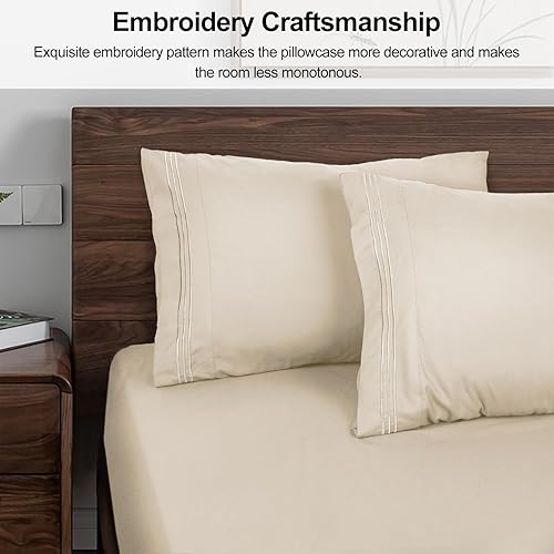 Miniatura 2 de Lirex Fundas de almohada (paquete de 2), fundas de almohada de microfibra cepillada suave de 1800 hilos, lavables a máquina, sin arrugas,