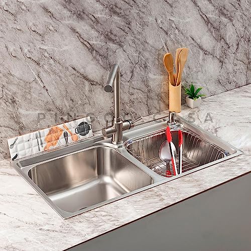 Pingoo.Casa, Cuba para Cozinha com Acessórios, Pia Dupla, Gourmet, Aço Inox, Potiguara, Prata