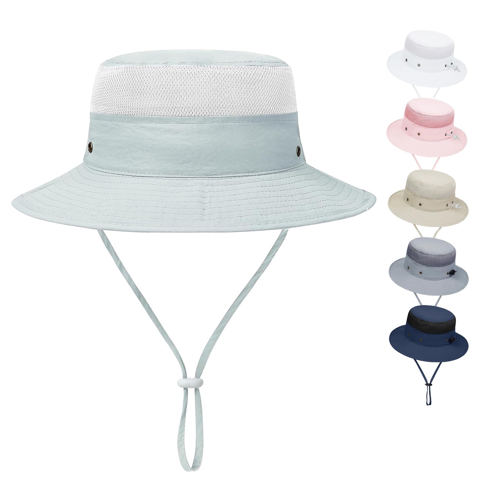 YANWANG Unisex Bebé Sombrero de Sol Gorro de Playa Malla UPF 50+ Ajustable para niños y niñas pequeños