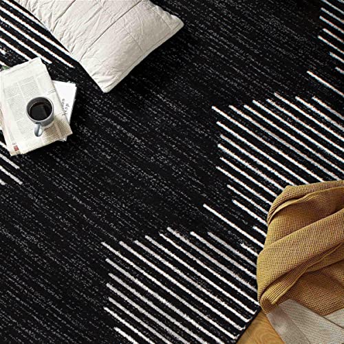 Rugshop 385BLACK2X7 Bohemian Stripe Stain Resistant High Traffic Living Room Kitchen Bedroom Dining Home Office Runner Rug 2'X7' Black thumb #5