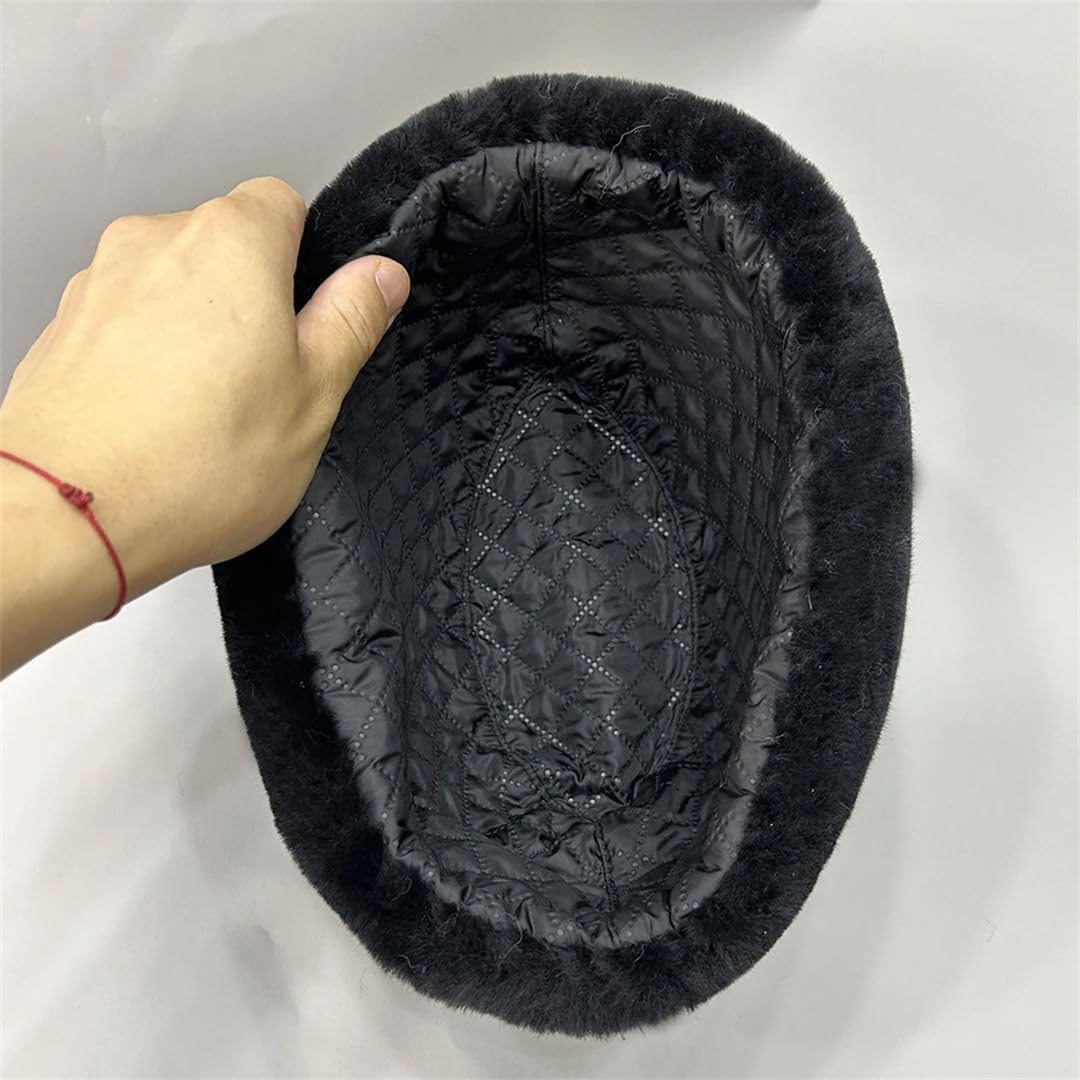 Wjnvfioo Gorro de lana sintética para hombre, gorro de lana de moda, gorro cálido para invierno, boina de lana peluda