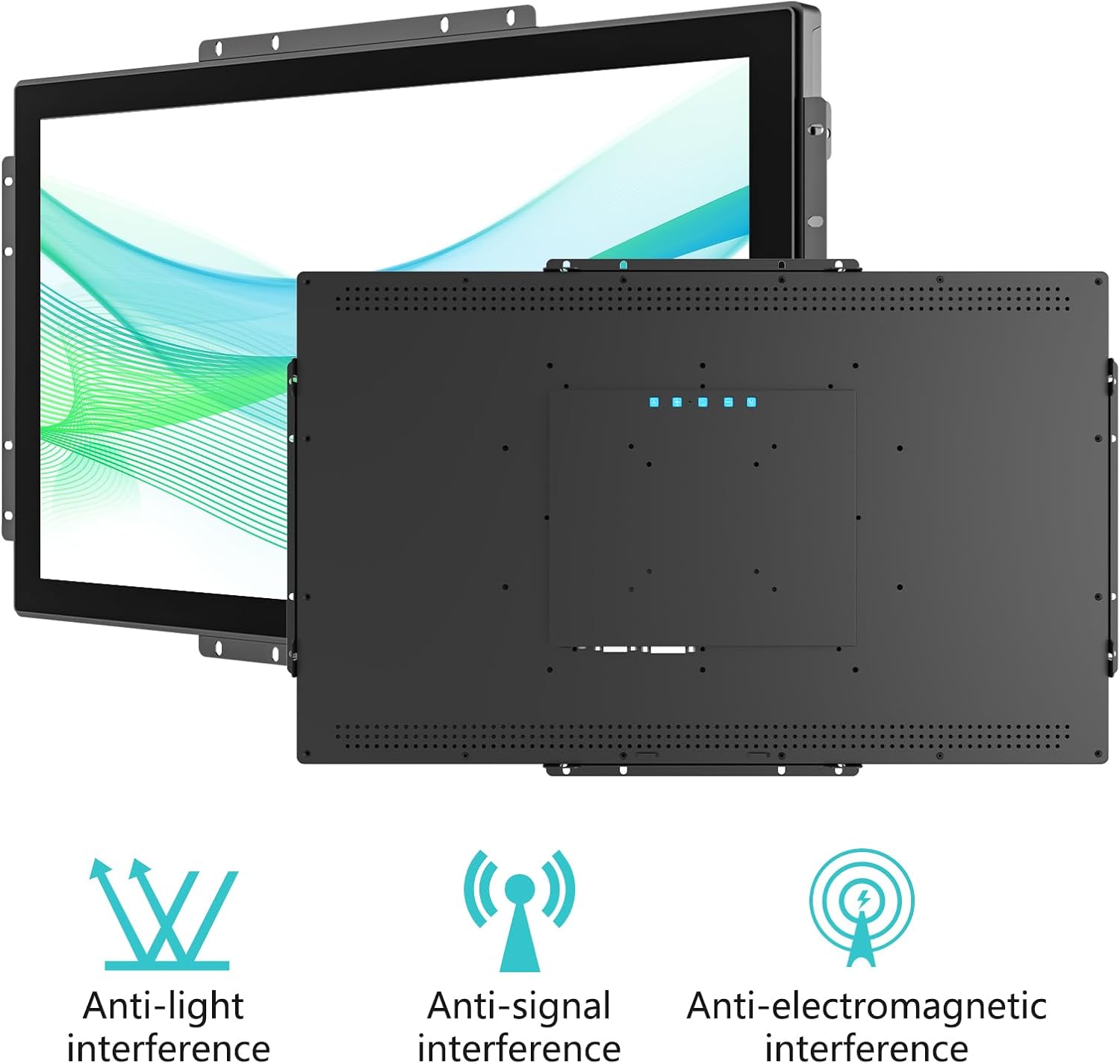 23.8 Inch Open Frame Capacitive Touch Screen LCD Monitor Surface is IP65 Waterproof 1920x1080 @ 60Hz TFT LCD IK08 Input Industrial Monitor 10 Finger Capacitive Touch