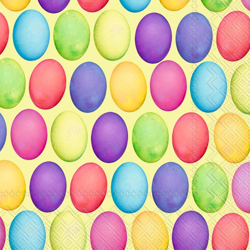 Boston International IHR 3-Ply Paper Napkins, 20-Count Lunch Size, Happy Easter Eggs