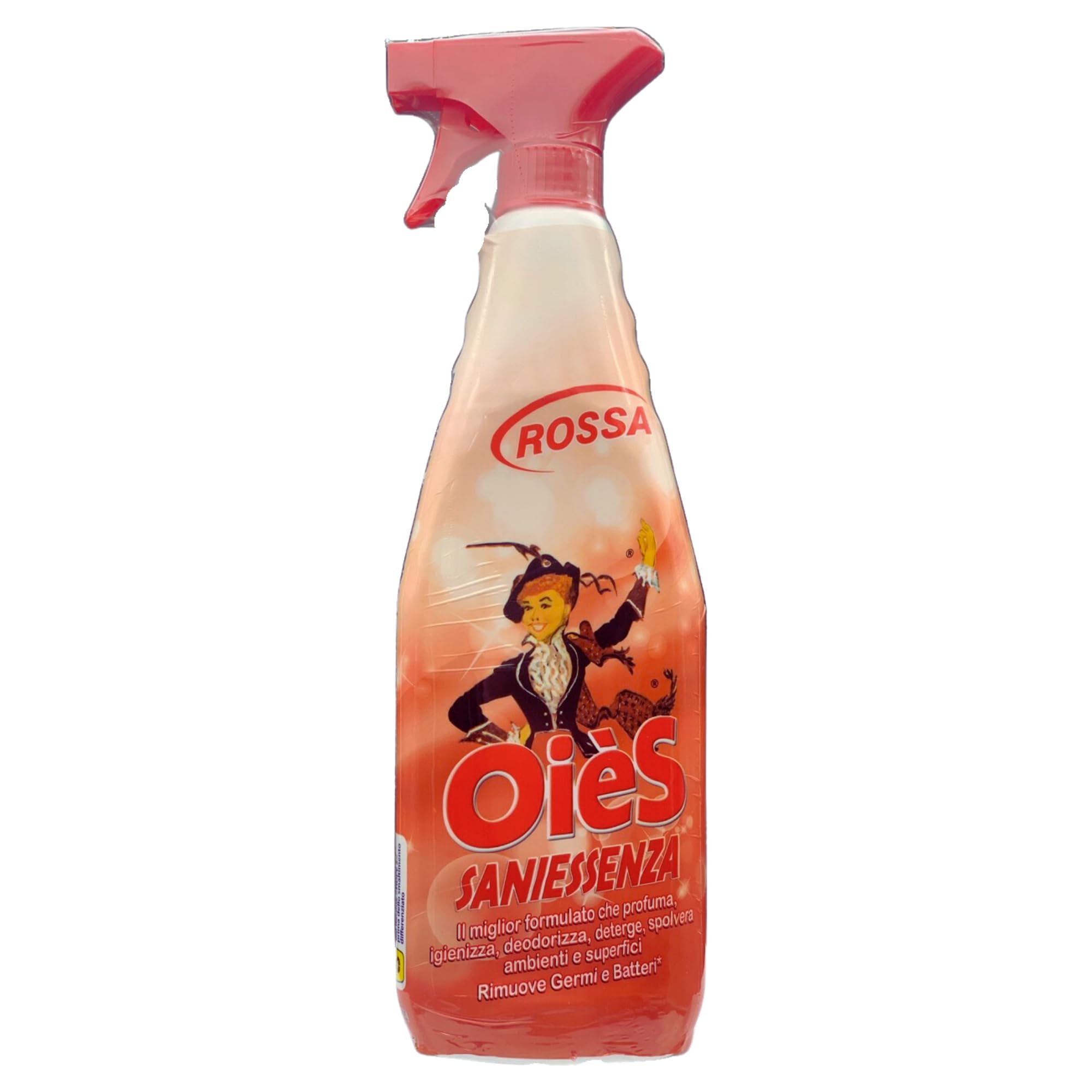 Detergente Spray Igienizzante - ROSSA - Deterge, Profuma, Spolvera, Deodora Ambienti e Superfici. Rimuove Germi e Batteri 750ml (4 Spray)