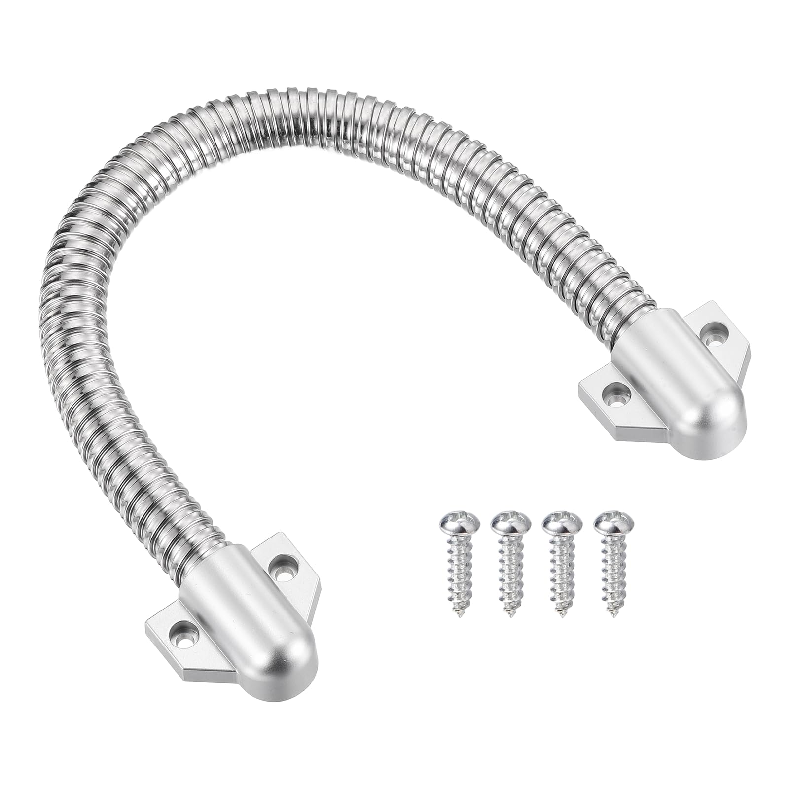 PATIKIL Armored Door Loop Wire Protection (400mm L 1/2" ID, Silver)(2Pcs), Door Wire Conduit Power Transfer Armored Cable Wire Sleeve Protector with Plastic Ends,Suit for-Access System — image 1