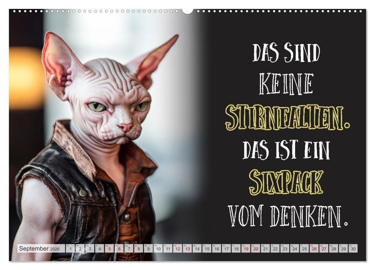 Schnurrige Glückwünsche - Sprüche zum Älterwerden (hochwertiger Premium Wandkalender 2026 DIN A2 quer), Kunstdruck in Hochglanz: Lächle, solange du noch Zähne hast (CALVENDO Spass)