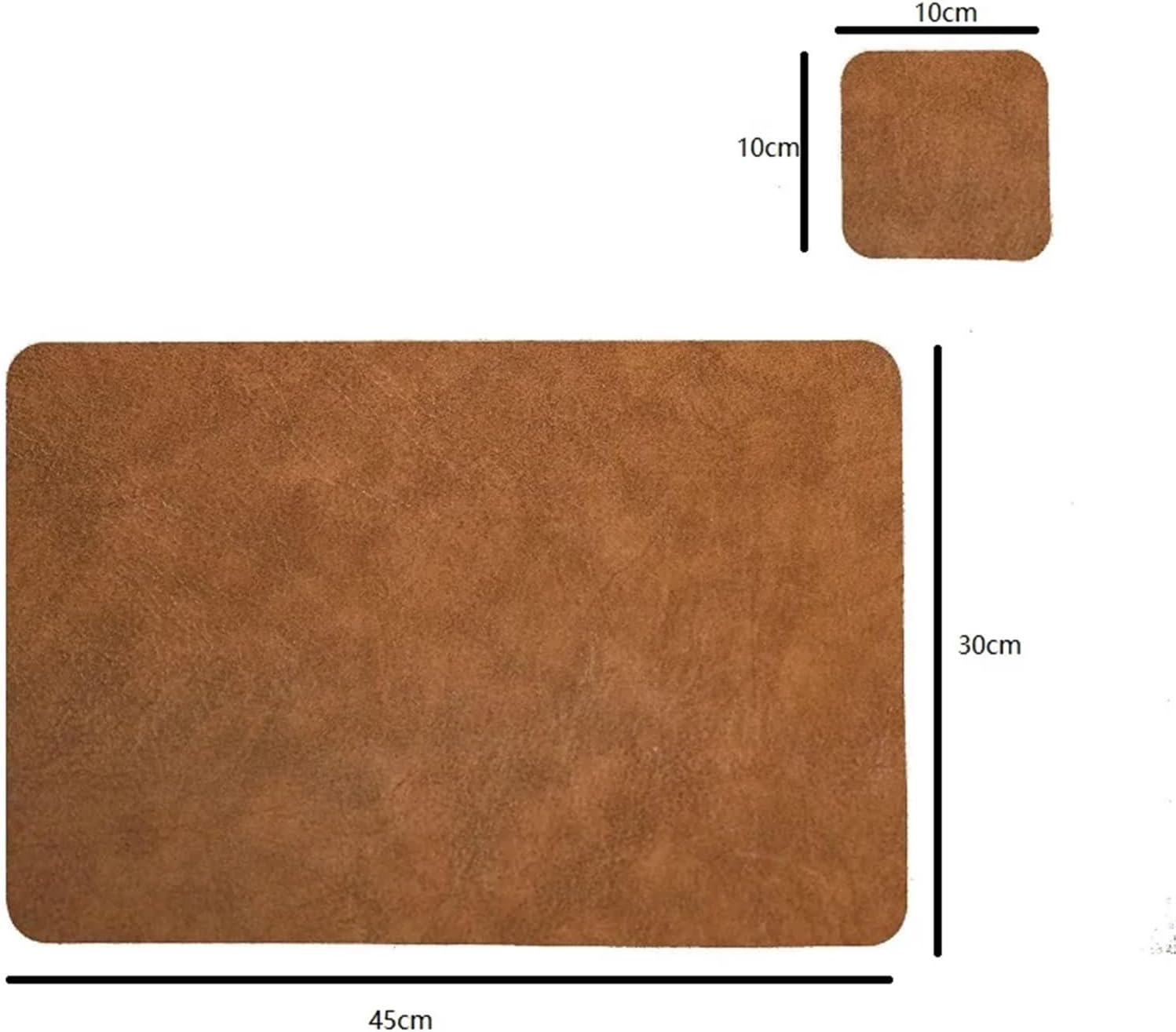 Cowhide Grain Shaped Leather Placemat Leather Waterproof Oilproof Table Mats Pad Scandinavian Anti-Skid Dinner Mat(COS mud Gray,6sets)