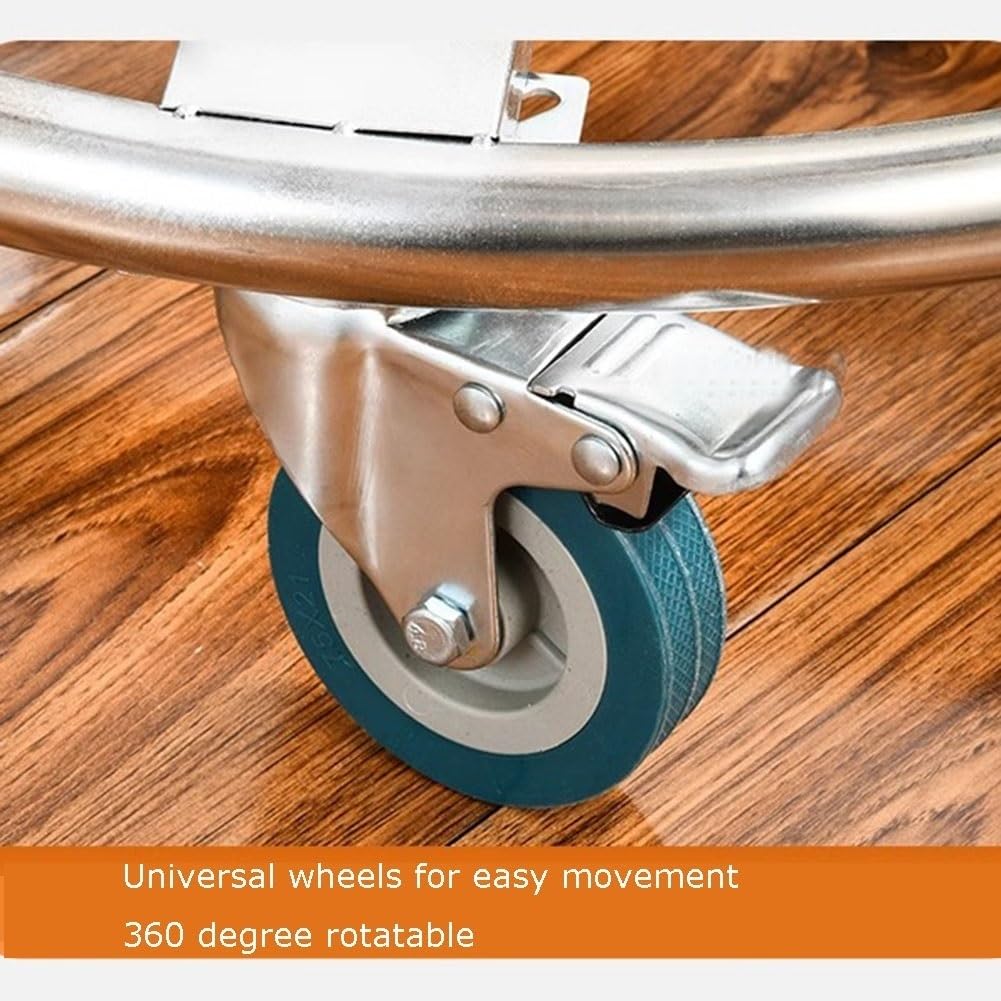 Carro de Acero Inoxidable con Soporte para Olla, Carrito móvil para Sopa con Ruedas para Restaurante, Cantina, barriles de Almacenamiento en Movimiento, Cubo de Leche (Color: Plata, tamaño: 35 cm)