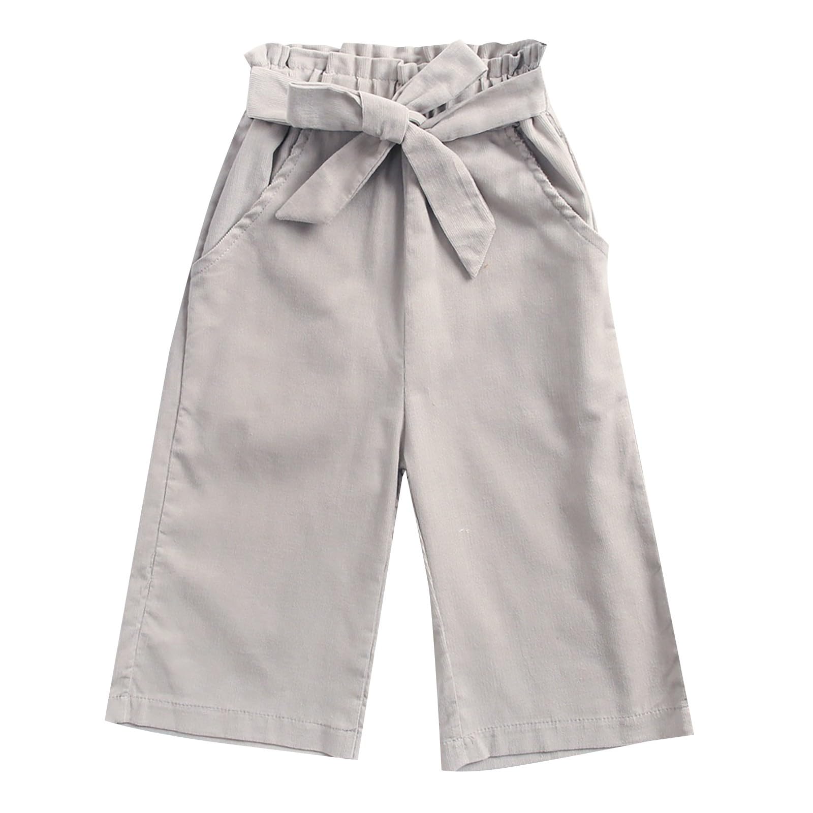 Toddler Girls Corduroy Pants Bowknot Wide Leg Trousers Kids Loose Fit Solid Color Bottoms Clothes