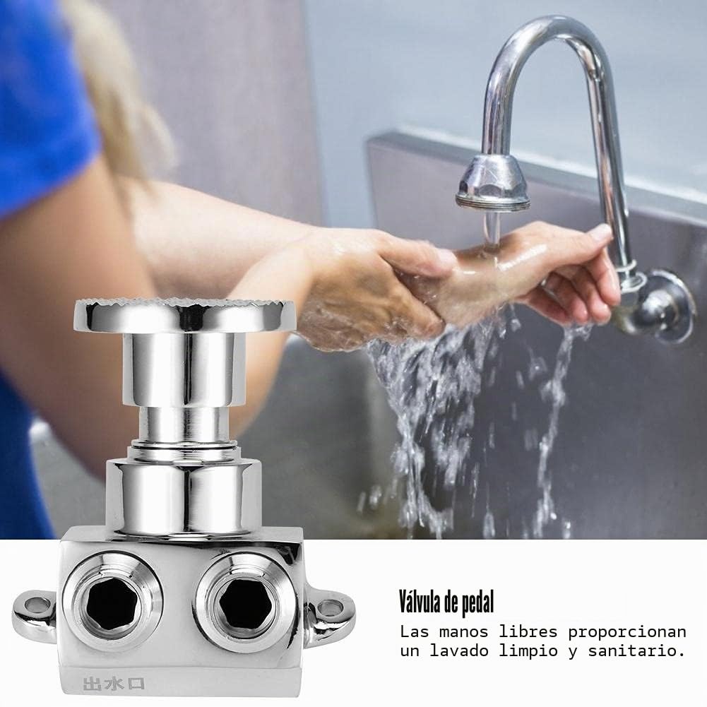 Válvula de Pedal de Pie de Fregadero, Interruptor de Pedal de Grifo de Agua Sin Contacto de Piso de Cobre Cromado G1/2In, para Estaciones, Hospitales, Escuelas Y Fábricas
