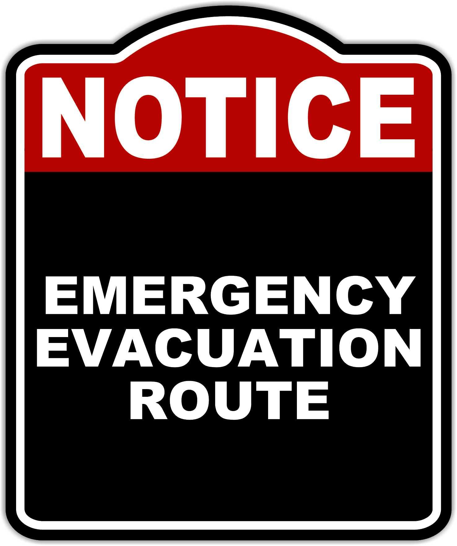 EMERGENCY EVACUATION ROUTE Notice Red Black Aluminum Composite Sign 15 x 18 inches