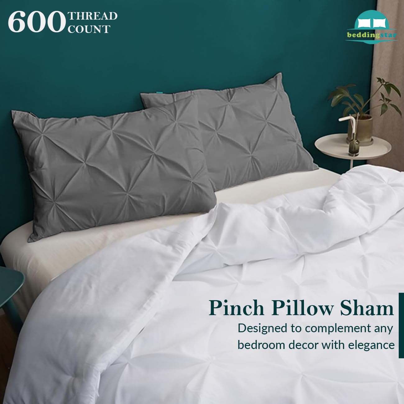 hermet Stitch, Set 2 Federe In Cotone, Coppia Federe Per Cuscino Letto, 2 Pezzi, 100% Cotone, Cm.50x80, Chiusura a Busta