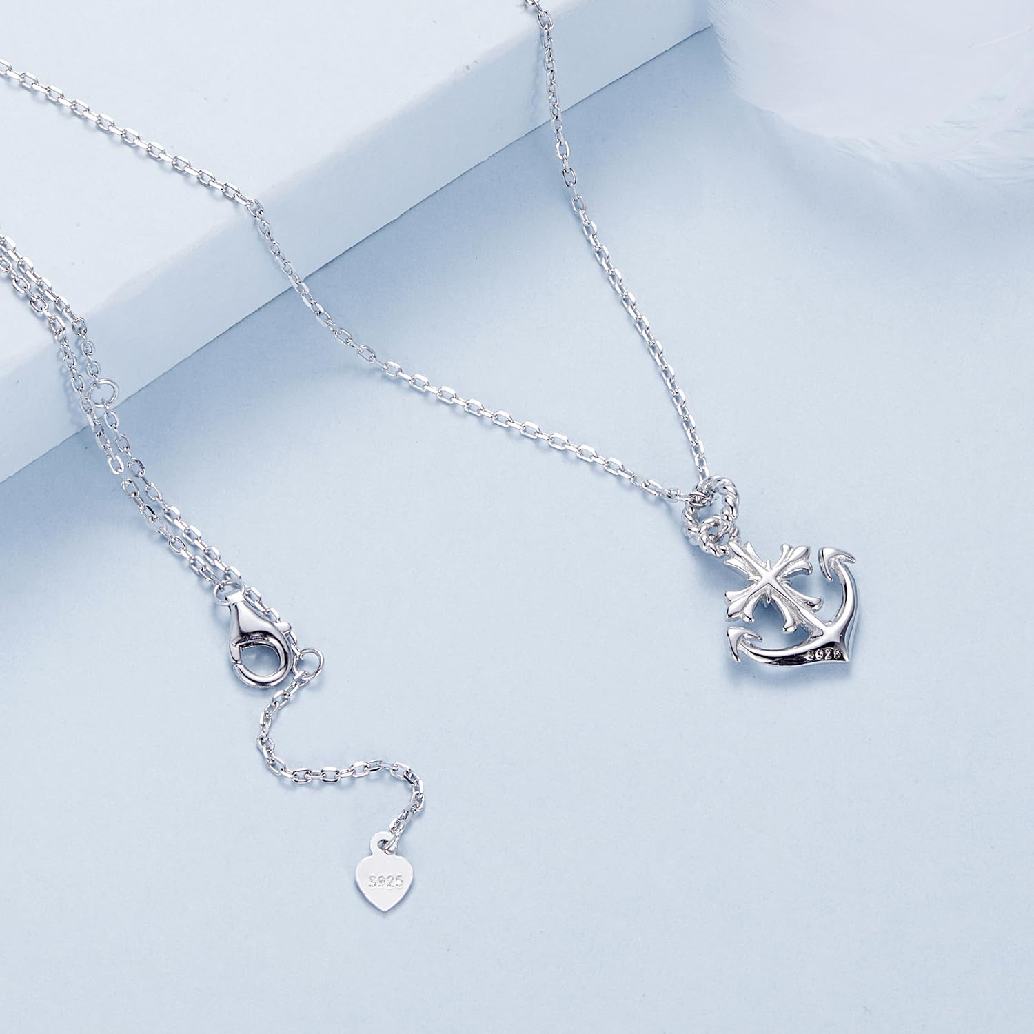 Qings Collana a Forma di Ancora in Argento Sterling 925 da Donna
