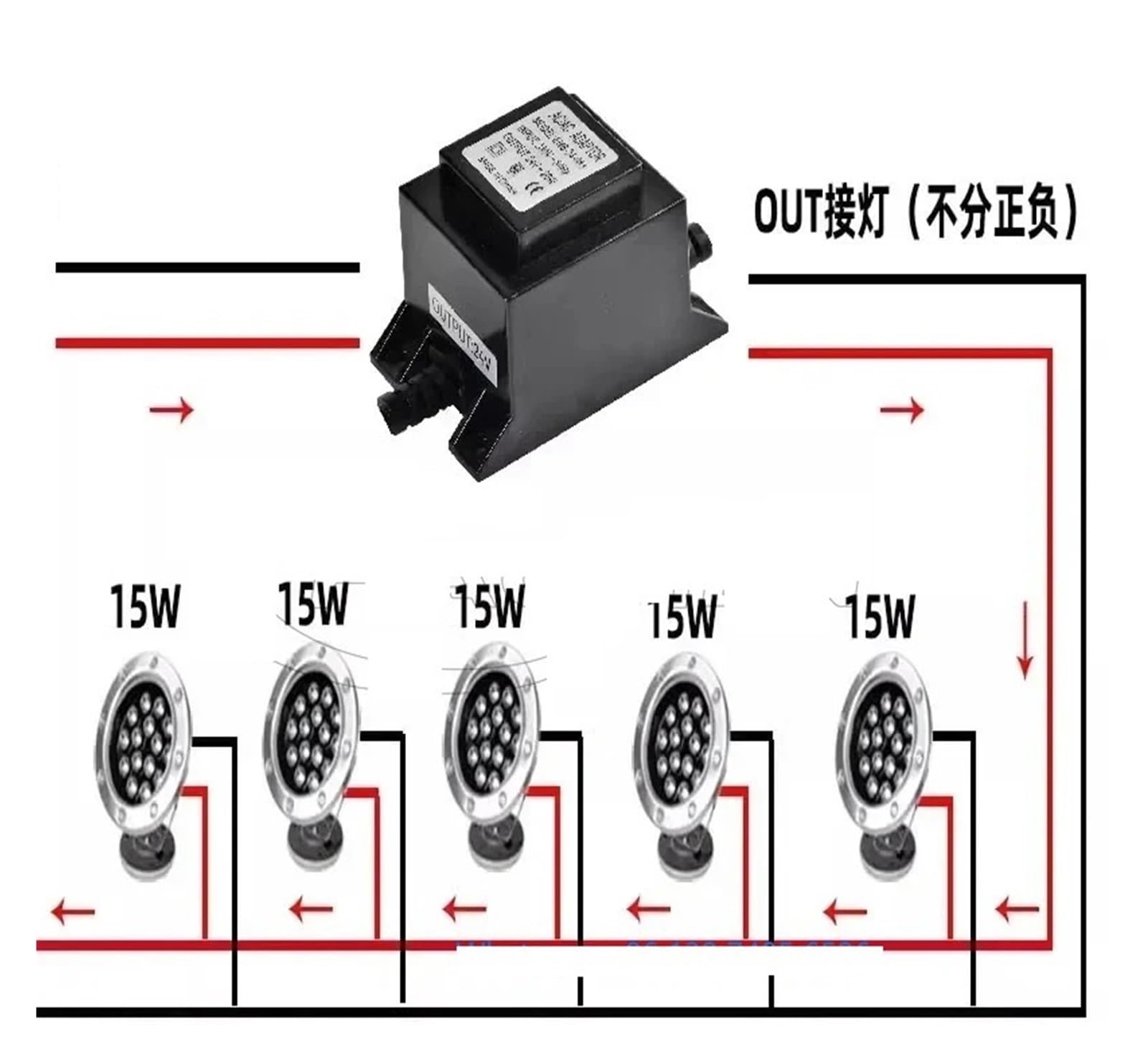 Transformador subacuático a prueba de agua Transformador toroidal impermeable de luz subacuática cuadrada for exteriores 220 rpm AC 12V24V anillo vaca baja frecuencia
