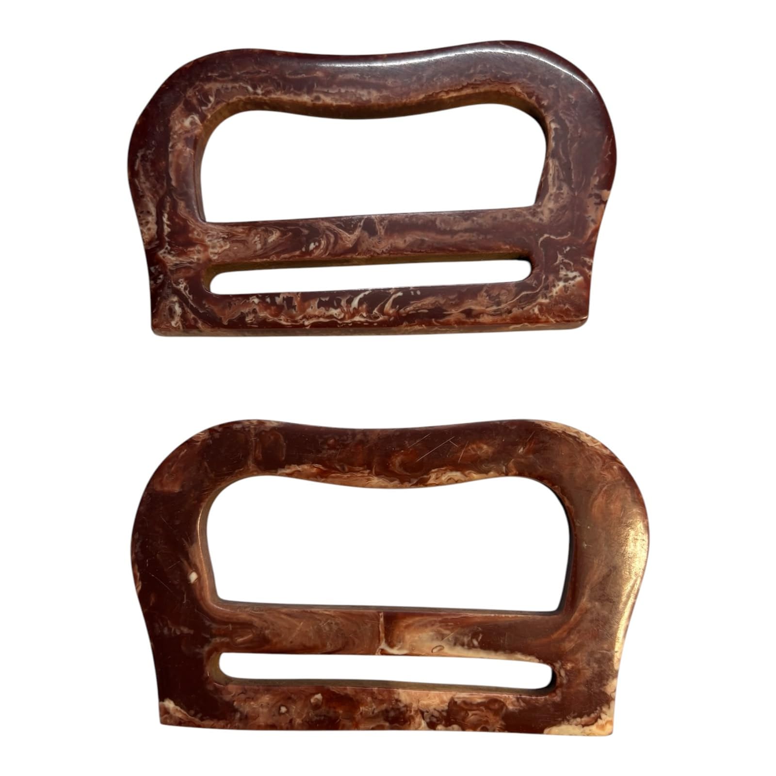 Marble Finish Bag Handles for Crochet Handbag, 7 cm, Brown, Set of 2 | Marble Finish, Slot Opening, DIY Bag Accessory, Arch Shape, Replacement Handles-image-8