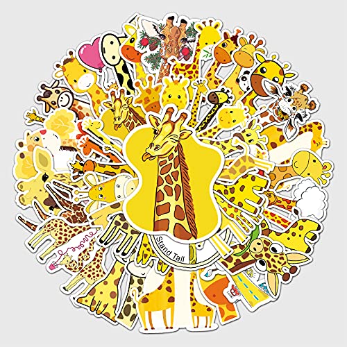 Bric Dodo Lot de 50 autocollants girafe pour voiture, ordinateur portable, téléphone, guitare, skateboard, moto, vélo, girafe, en vinyle, imperméable,...