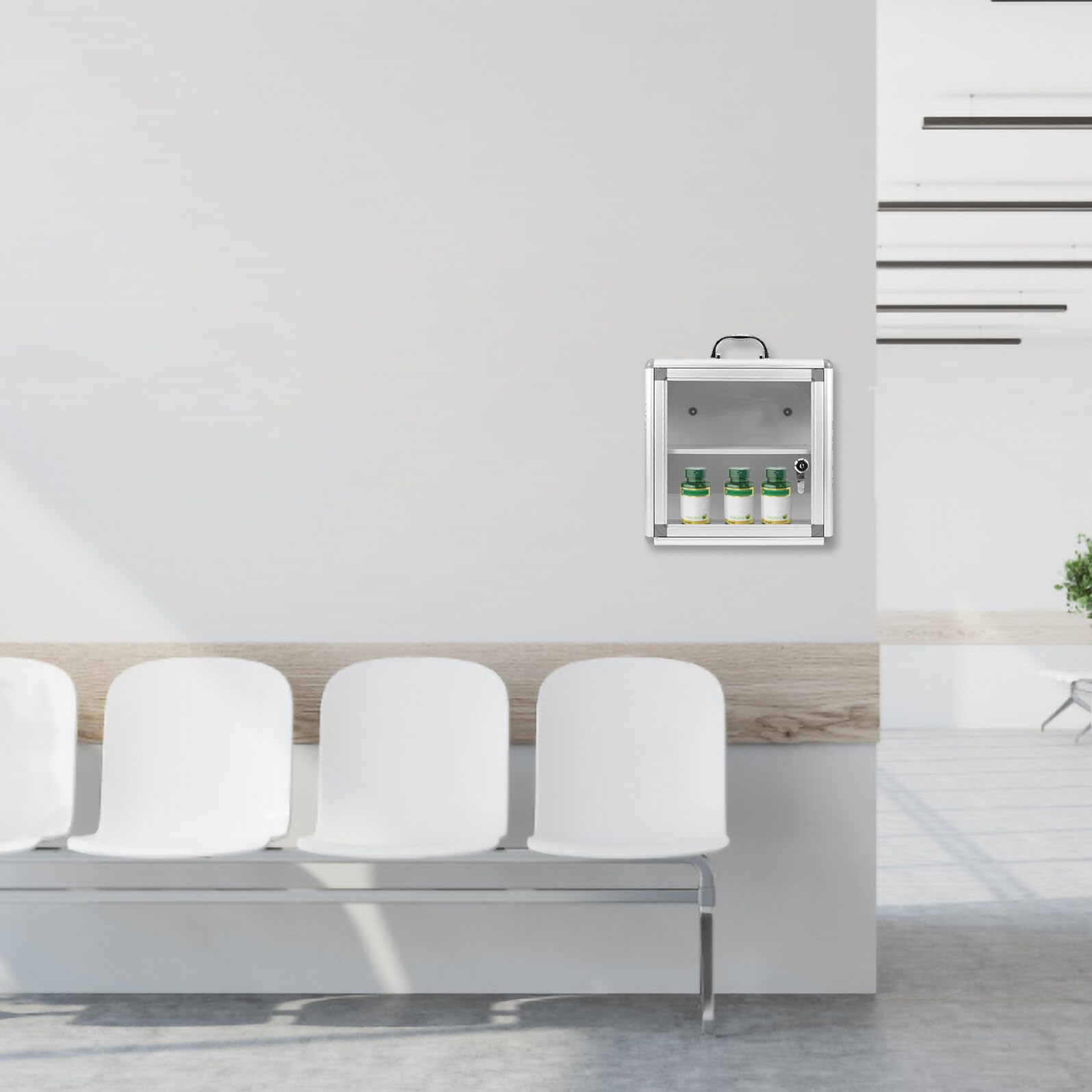 iplusmile Botiquín de Pared de Metal Plata Doble Compartimento | Organización Sencilla, Uso Amplio, para Espacios Públicos y Hogares, Aleación y Acrílico