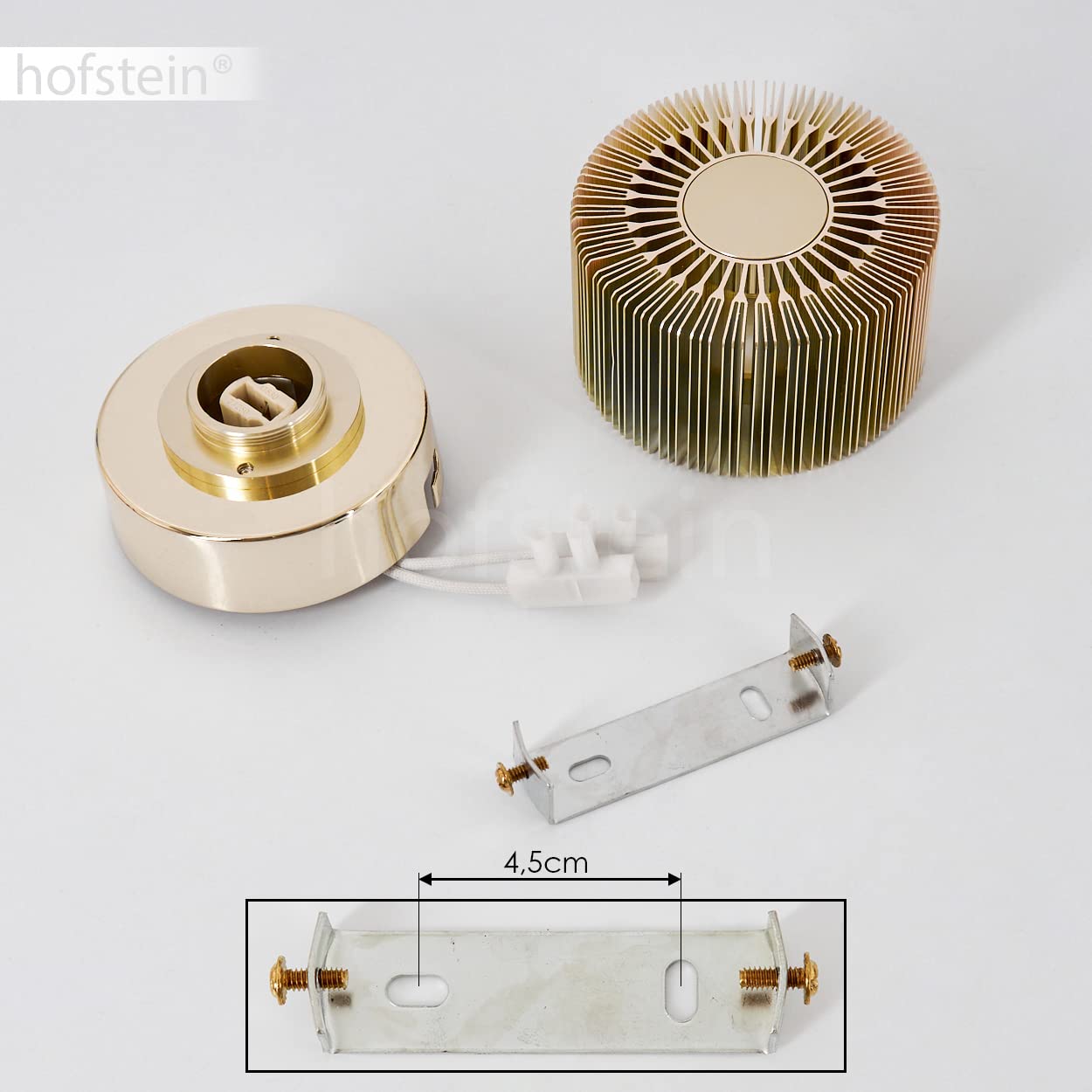 Applique Murale Pesaro, Lampe Murale En Métal-Verre En Nickel Mat-Or