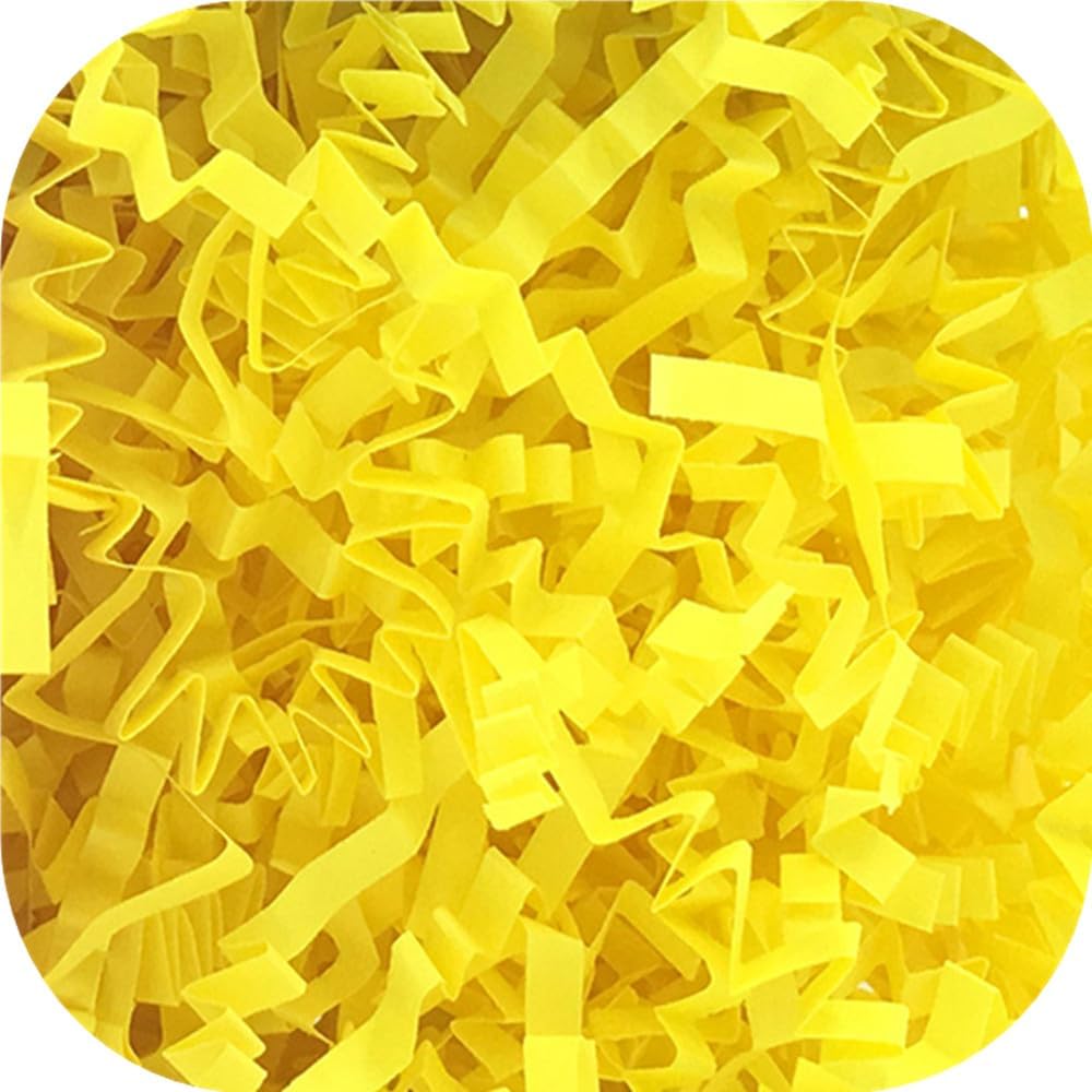 3LB Crinkle Cut Paper Shred Filler for Gift Basket Box,Shredded Paper grass for handmade event material,Gift Wrapping Filling Thanksgiving,Easter,Birthdays (Cadmium Yellow)