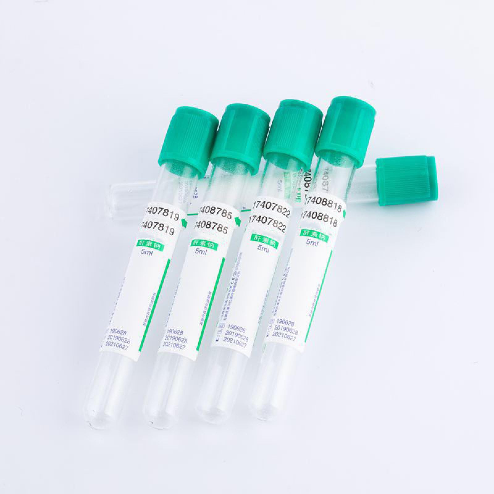 Szklane probówki do pobierania krwi, 3 ml i 5 ml probówki próżniowe z zakrętkami do próbek laboratoryjnych, 100 szt. heparyny litowej