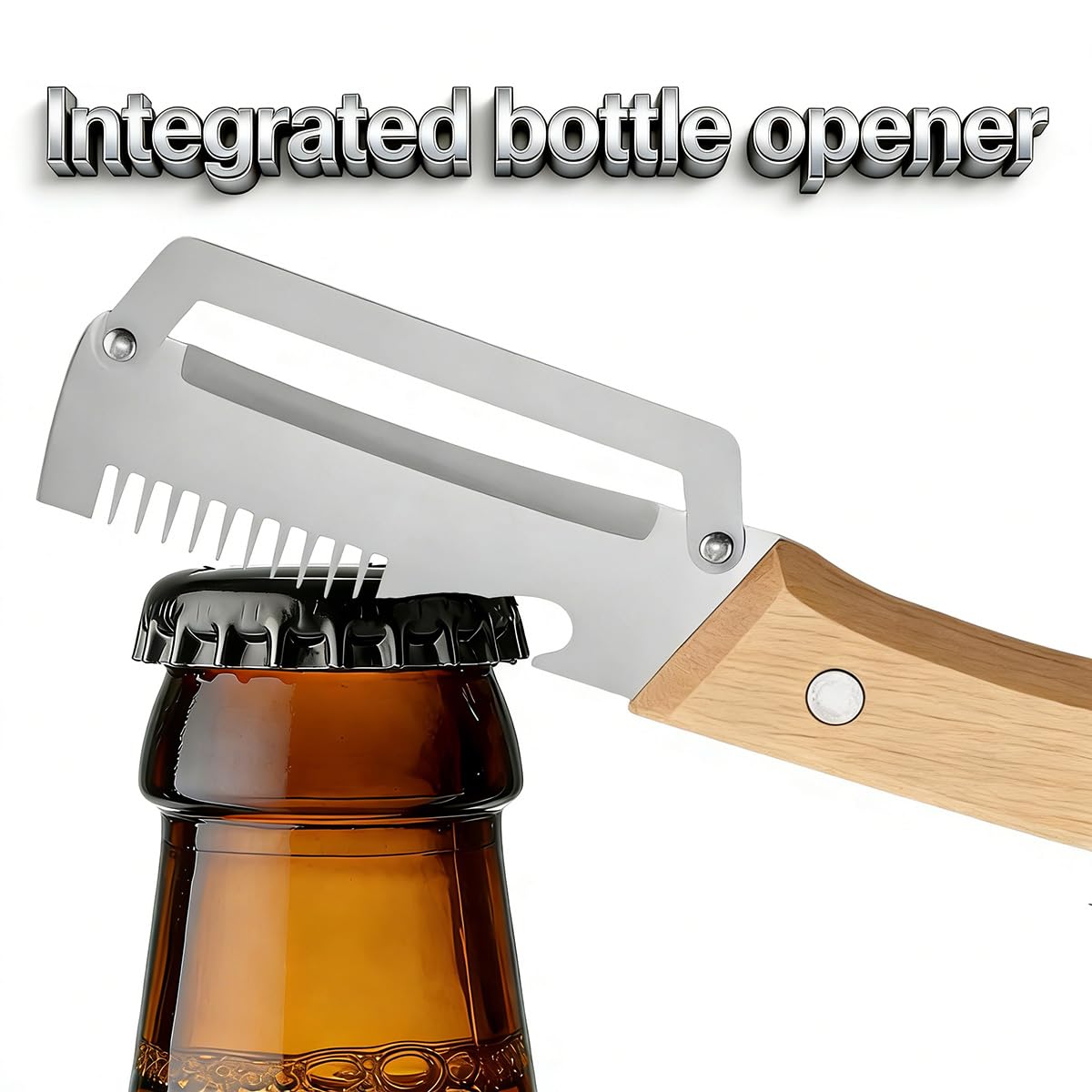 2026 New 4 in 1 Multifunctional Vegetable Peeler with Wooden Handle, Wooden Peeler, Ultimate Kitchen Tool for Fruit,Vegetables, Meat Slicing, Green Onion Shredding & Bottle Cap Opener (2pcs) - 5