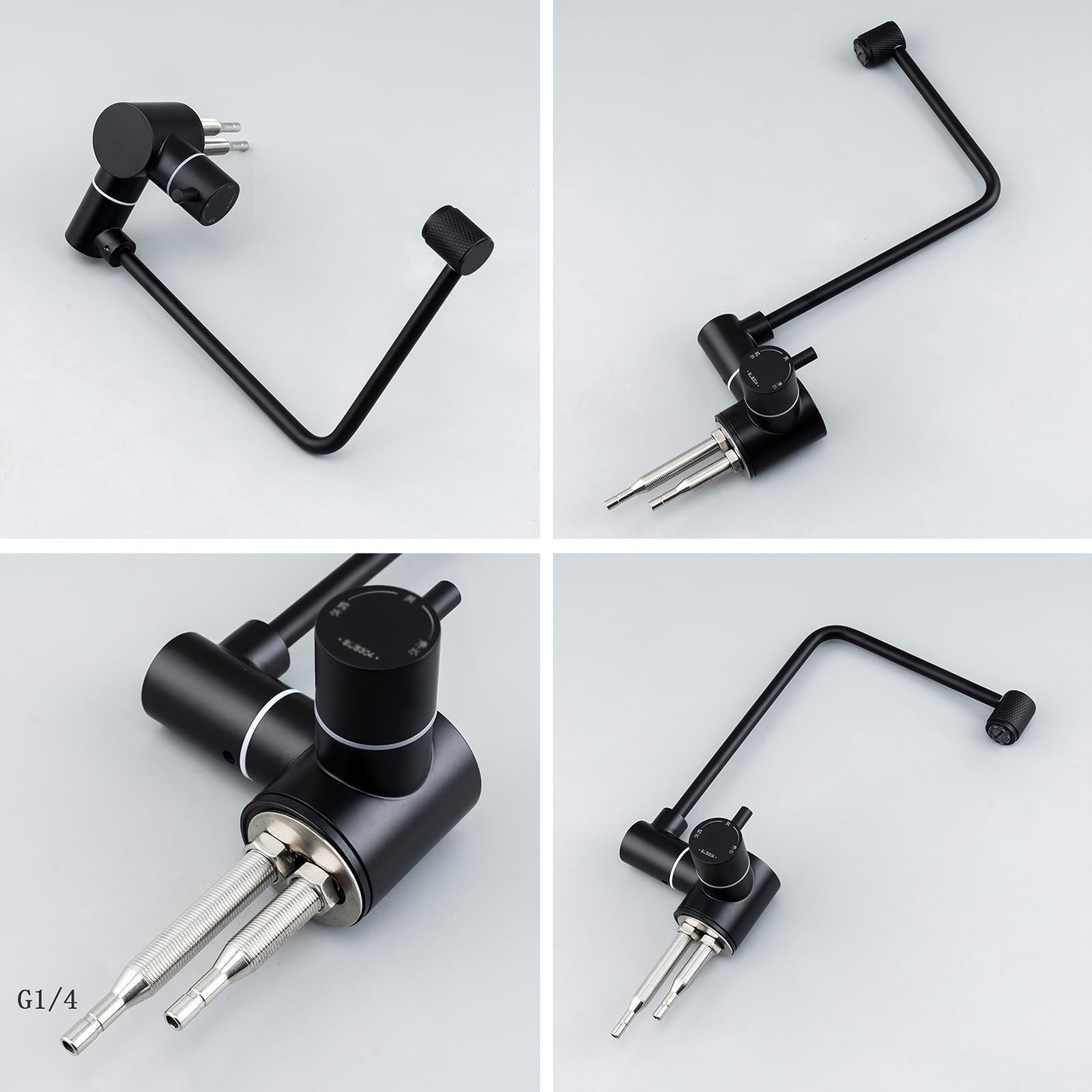 Grifo de Cocina Fregadero Abatible de 5cm 1 Hoyo Grifo Osmosis de Ggua Fria,negro