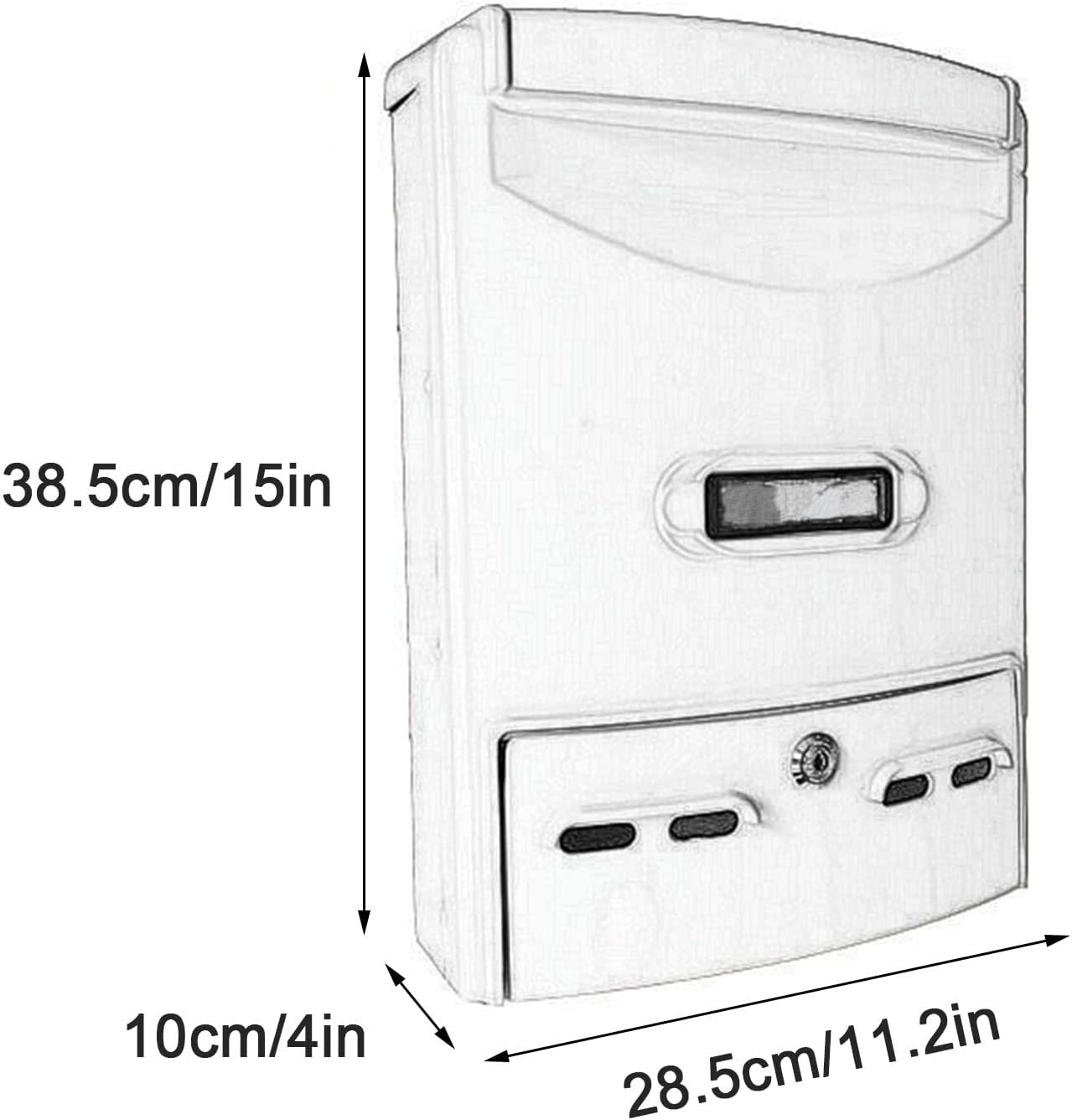 Letter Box,Postbox,Metal Key Lock Mail Boxes Outdoor Locking Wall Mount Mailbox Security Key Weatherproof Post Box Letter Box
