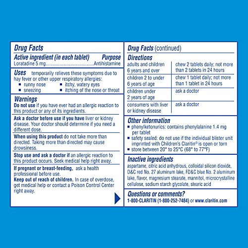 Children's Claritin 24 Hour Non-Drowsy Allergy Grape Chewable Tablet, 5Mg, 30Ct #TOP1