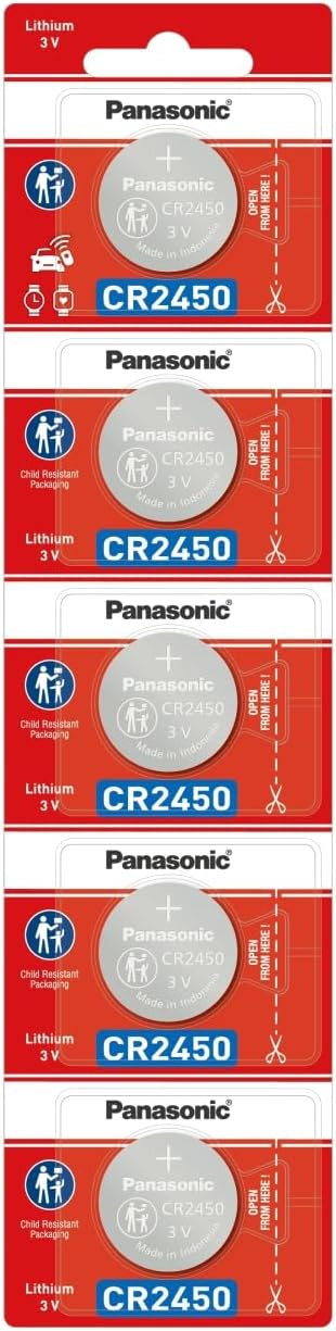 Panasonic Battery Lithium CR-2450/5BE Battery - Pack of 5 (Multicolor)