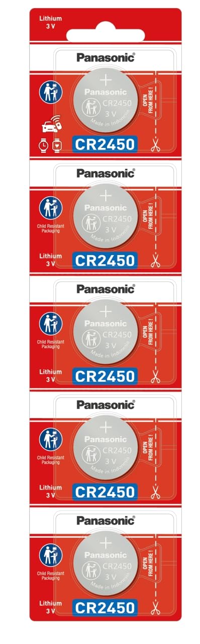 Panasonic Battery Lithium CR-2450/5BE Battery - Pack of 5 (Multicolor)