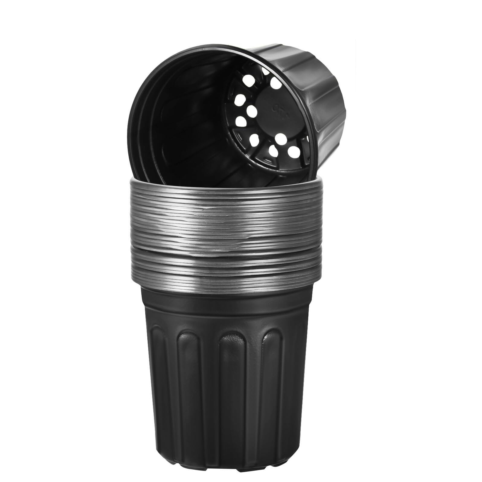 Artibetter Lot de 50 Pots de Semis Ronds en Plastique Noir et Bicolore avec Trous de Drainage Diamètre 165 CM Hauteur 165 CM – Pots de Pépinière pour Jardin Intérieur et Extérieur